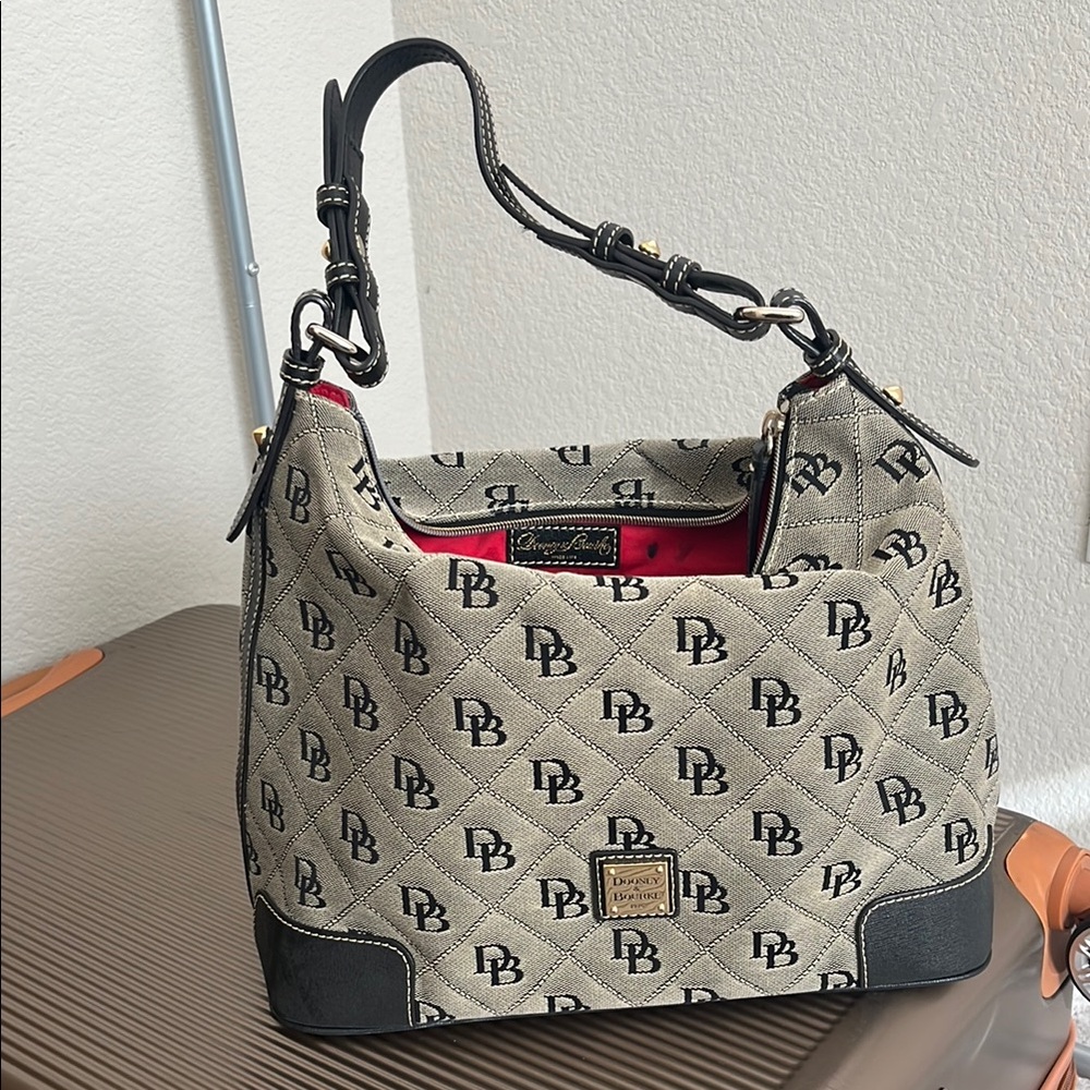 Dooney & Bourke Quilted Monogram Bag in Black and Cream